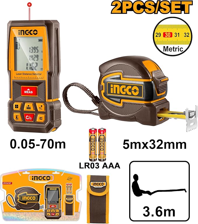 INGCO Laser Distance Detector Combo Kit (HLDD241201)