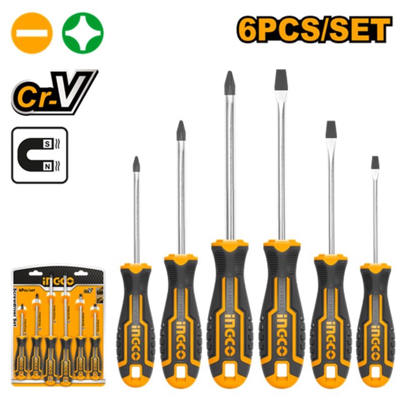 INGCO 6 Pcs Screwdriver Set (HKSD0628)