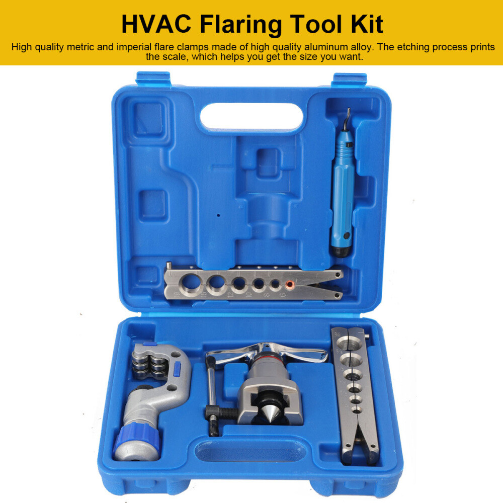 HVAC Copper Tube Flaring & Swaging Tool Kit with Pipe Cutter (Professional Refrigeration Tool Set)