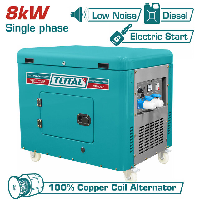 TOTAL Silent Diesel Generator 8.0KW TP280001 – 8KVA