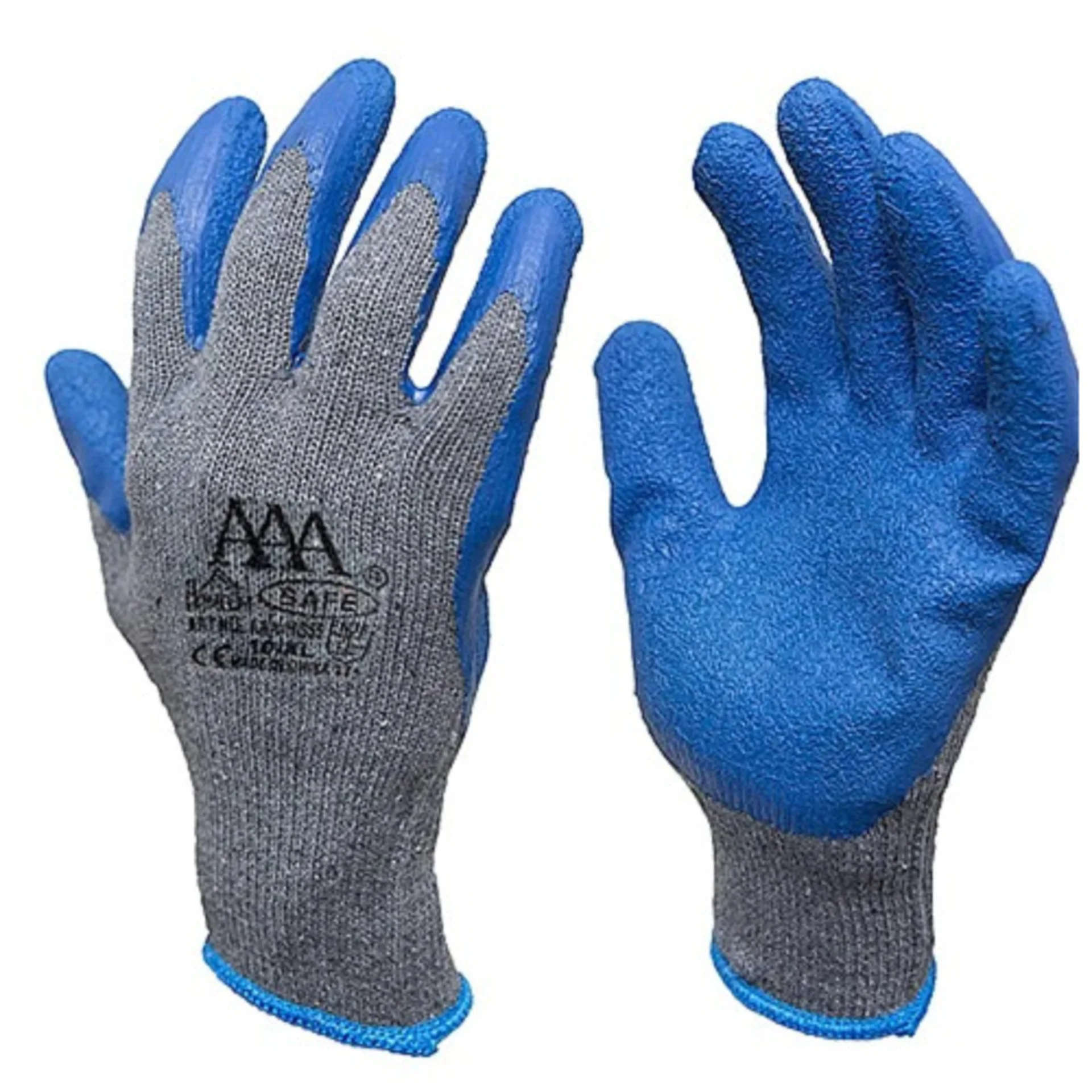 Blue Latex Coated Safety Work Gloves