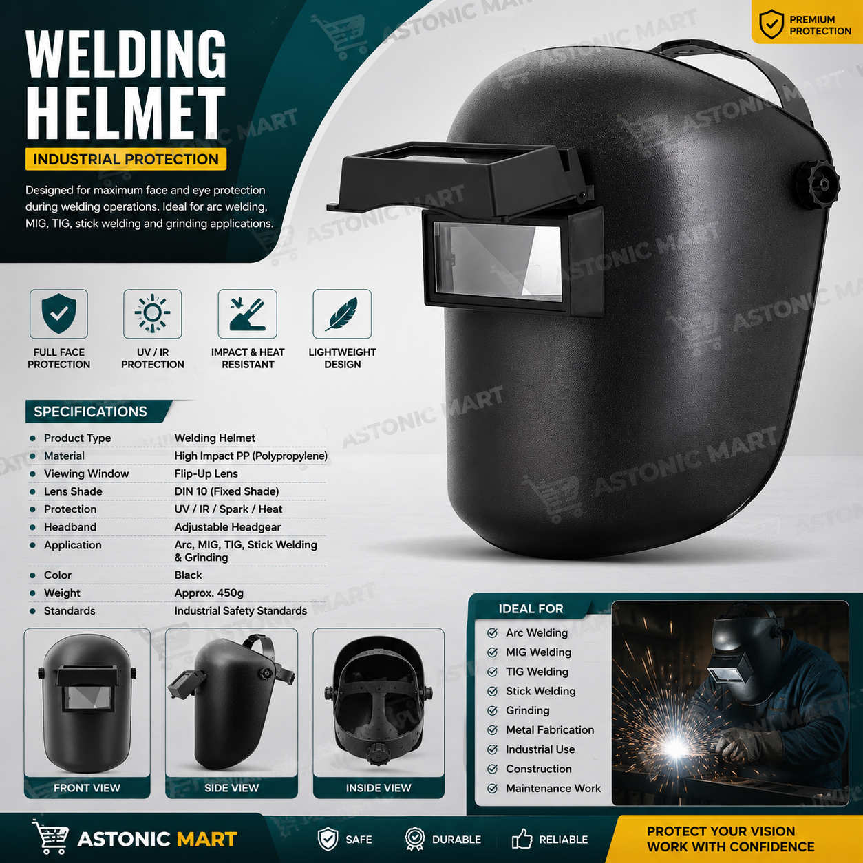 Industrial Welding Helmet ΓÇô Flip Front Lens