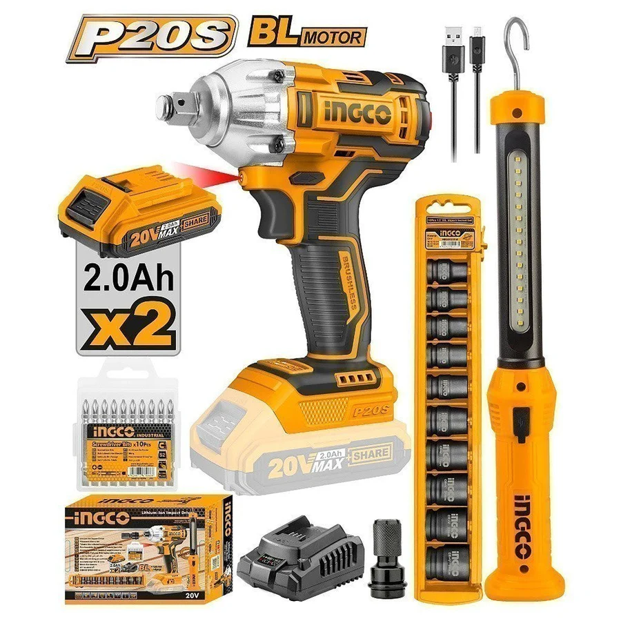 INGCO Cordless Impact Wrench Combo Kit COSLI23011
