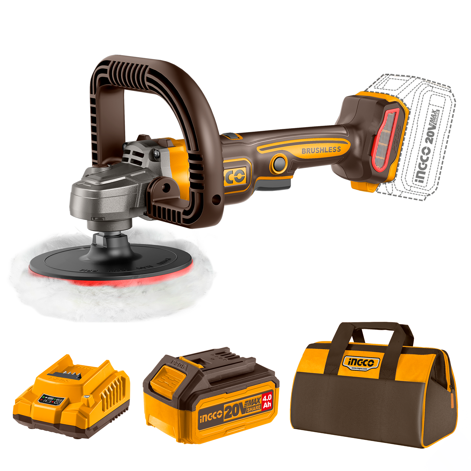 INGCO Cordless Polishing Machine-20V-APLI20181