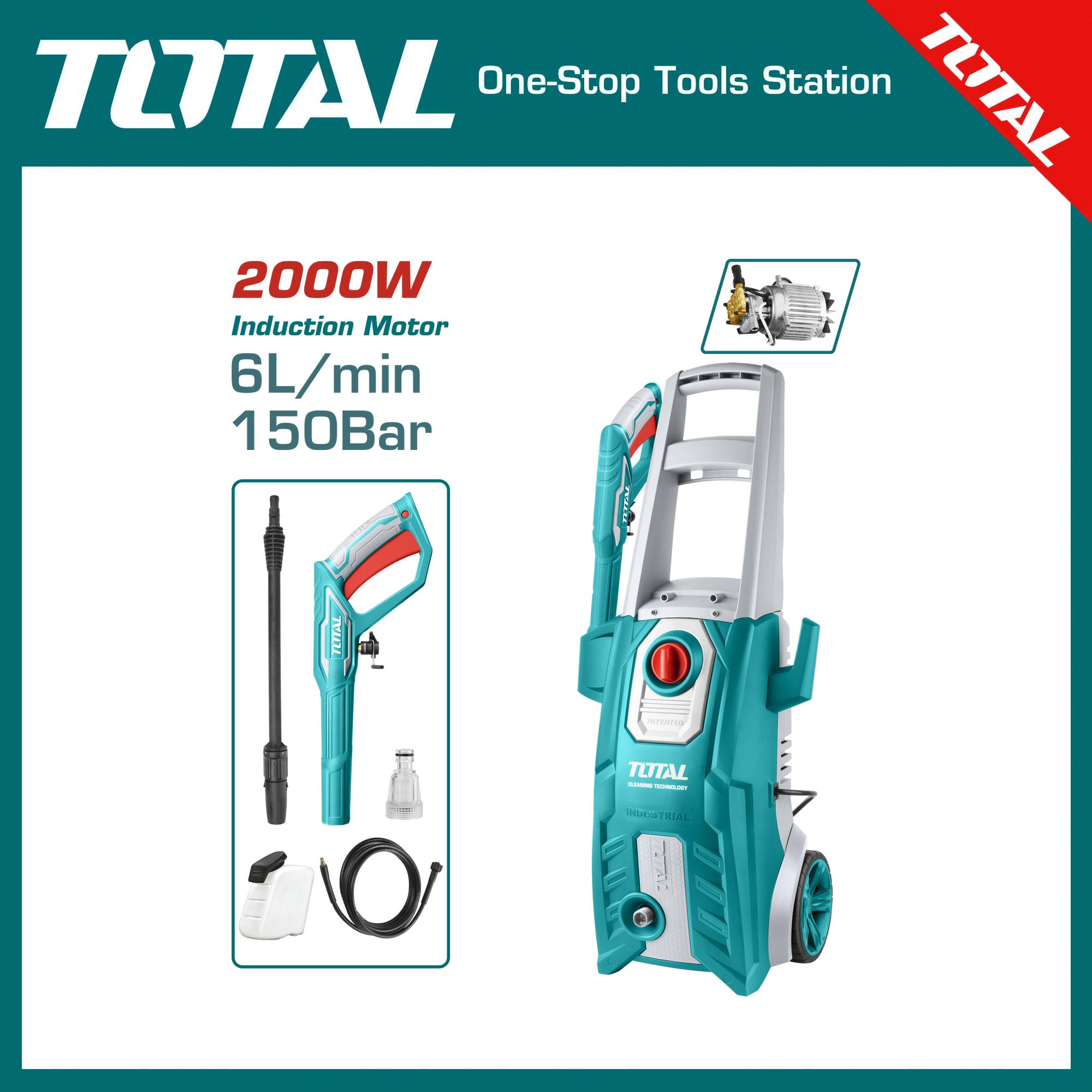 Total High Pressure Washer 2000W (copper motor) -TGT11226