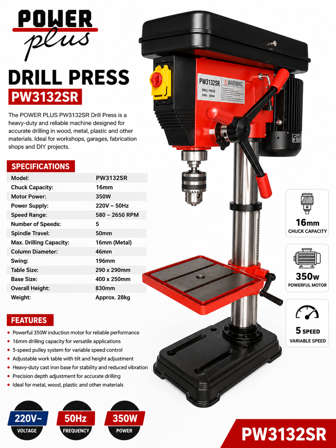 Power Plus 16mm Drill Press