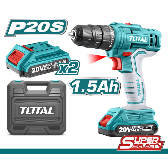 TOTAL TDLI20028 Lithium-Ion Cordless Drill 20V