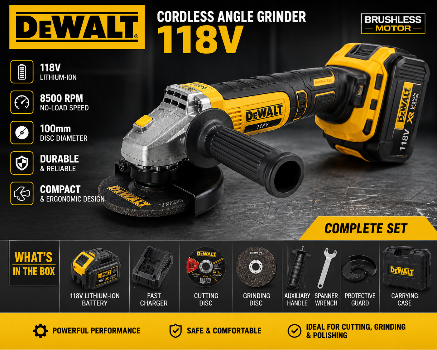 DEWALT 118V Cordless Angle Grinder