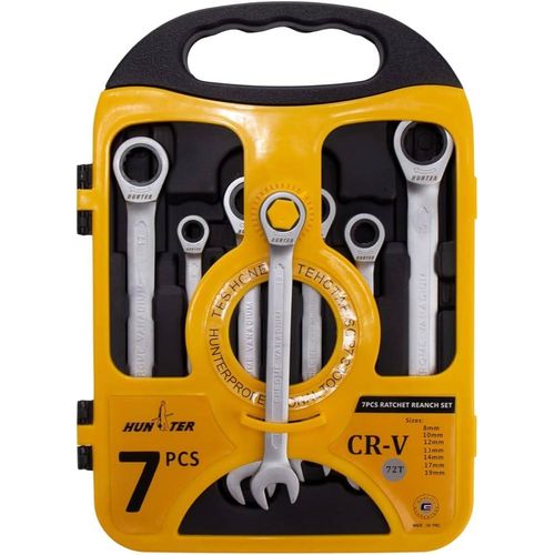 7 Pcs CR-V Ratcheting Combination Wrench Set