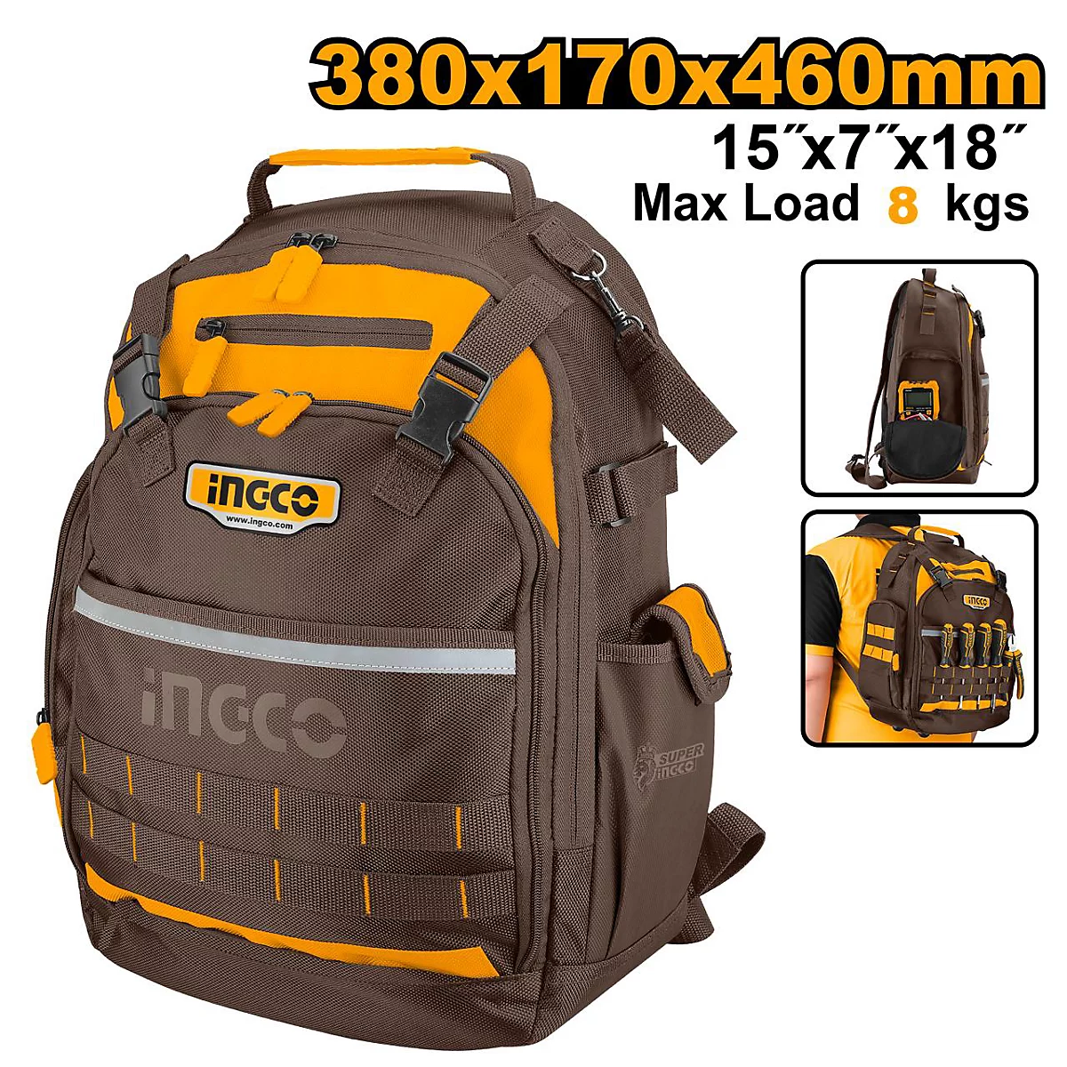 INGCO Tool Bag Backpack Industrial 8kg Load (HBP01028)