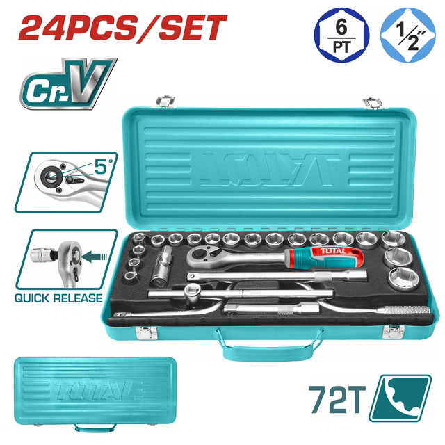 TOTAL 24PCS 1/2" Socket Set (THT141253)