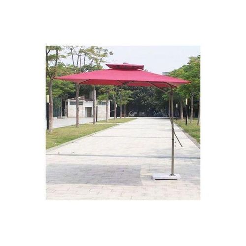 Outdoor Cantilever Umbrella with Marble Base - Red