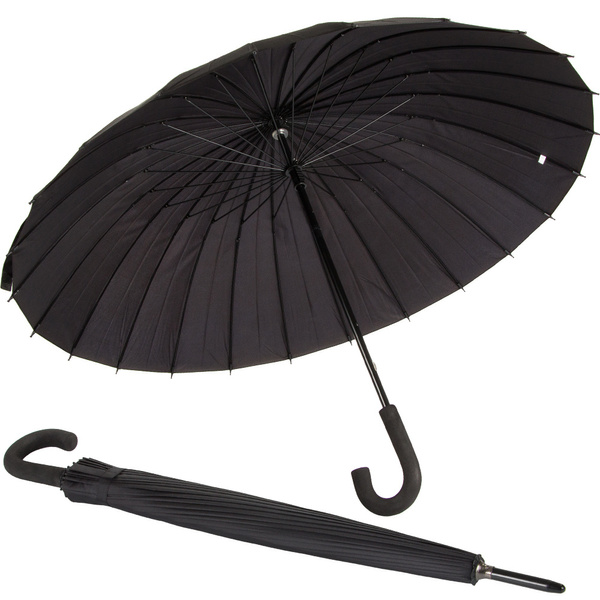 Large Black Sturdy Elegant Umbrella ΓÇô 24 Ribs Windproof