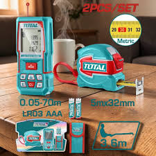 TOTAL TOSLI250606 3PCS Tiling Combo Kit ΓÇô Tile Vibrator, 5-Line Laser Level & 100m Laser Distance Meter