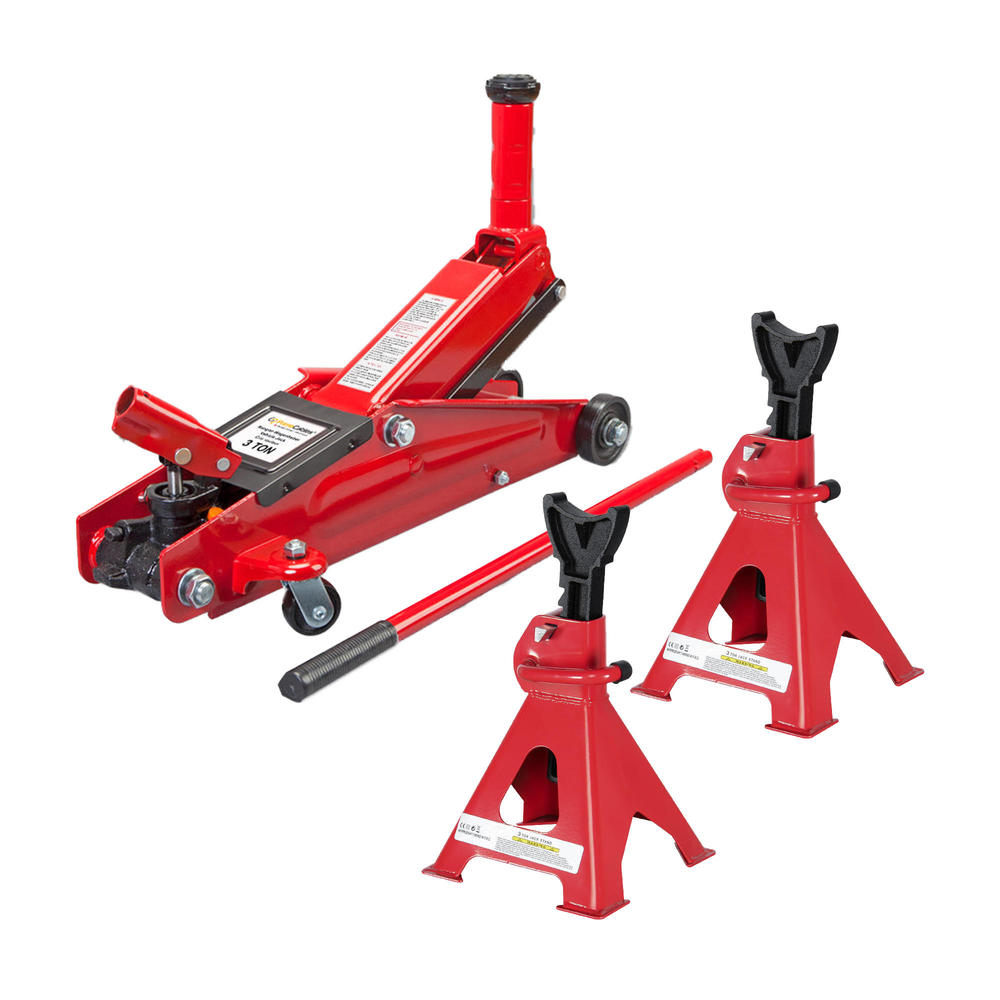 Generic 3 Ton Hydraulic Floor Jack + 3T Jack Stand Set