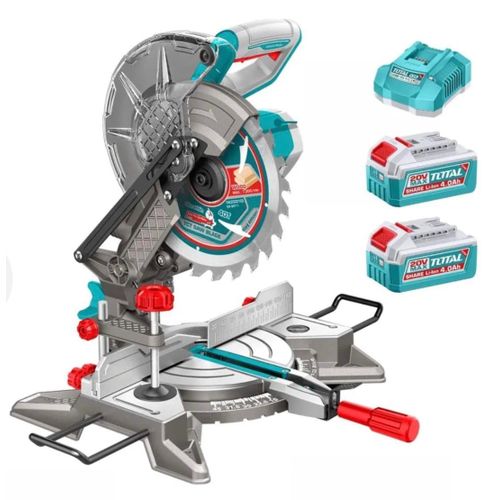 TOTAL 8" 20V Mitre Saw + 2 x 4Ah Batteries + Charger (TMSLI20212)