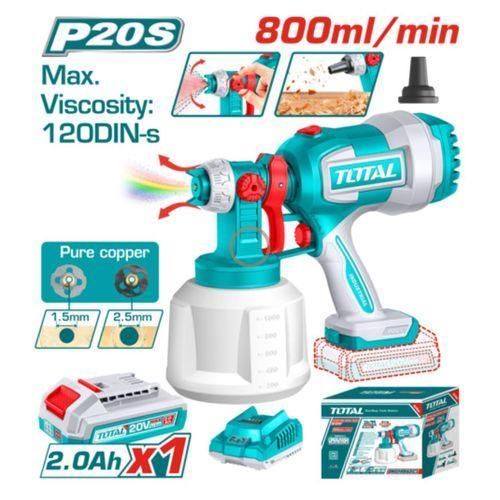 TOTAL 20V Cordless Lithium-Ion Spray Gun TSGLI20406 with Battery & Charger