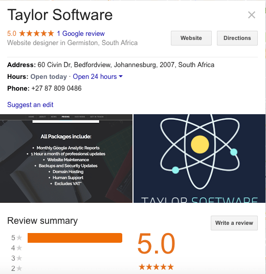 Website Google Business Account