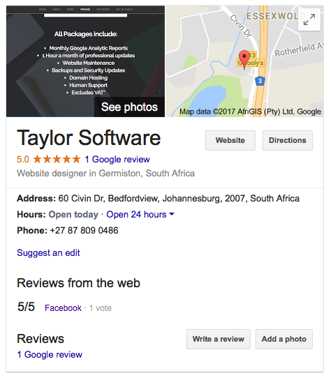 Website Google Business Account