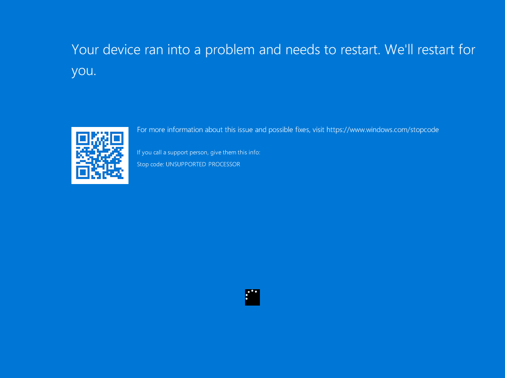 Blue Screen of Death BSoD on a Windows laptop