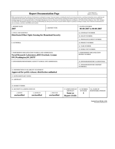Distributed Fiber Optic Sensing for Homeland Security - Mobility ...