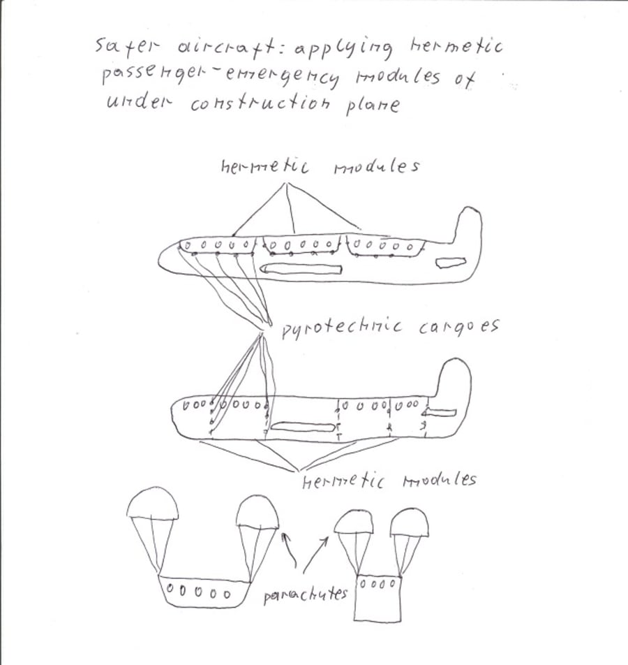 Safer Aircraft Applying Hermetic PassengerEmergency Modules of Under