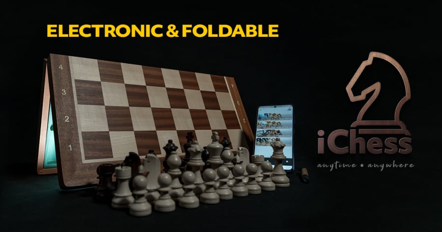 iChessOne folding, wood electronic chess board with phone app - Geeky  Gadgets