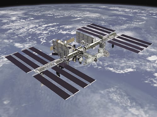 Solar arrays attached to the International Space Station 