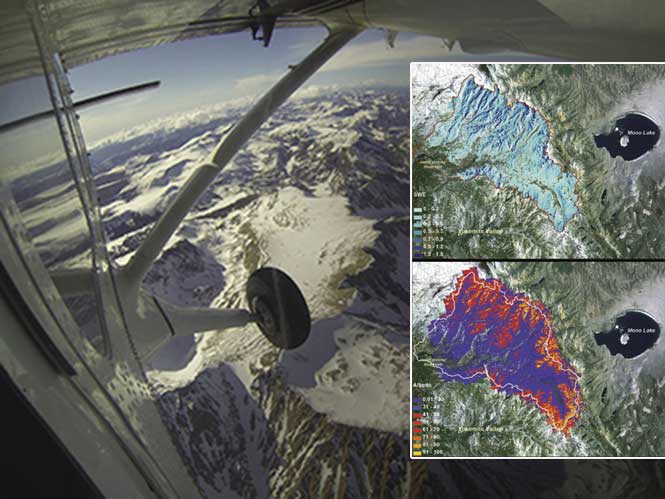 A plane from NASA’s Airborne Observatory mission flying over mountains in Yosemite National Park 