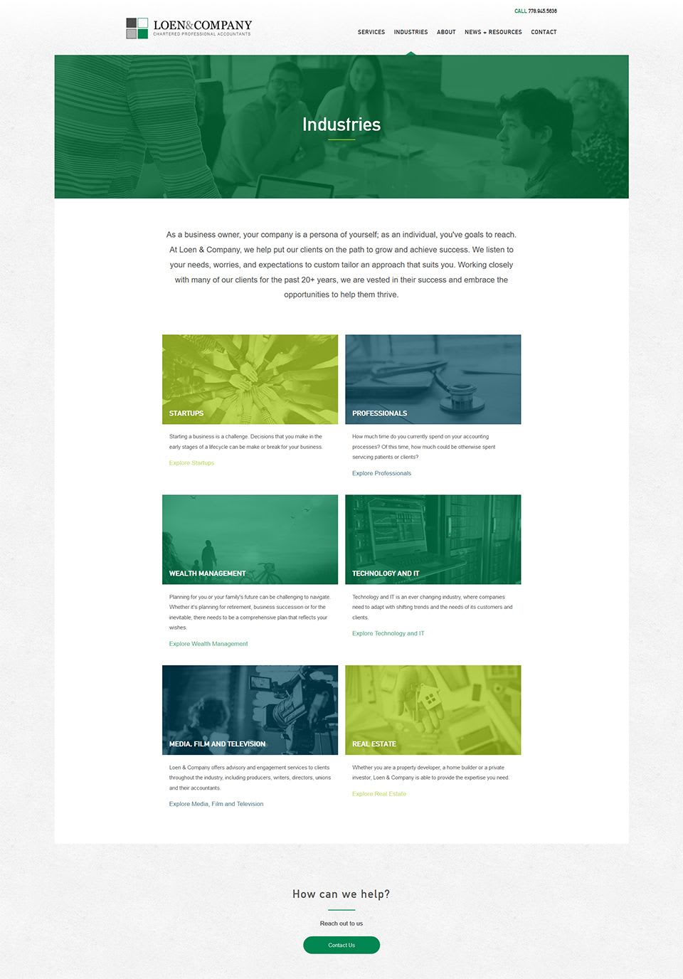LoenandCompany.com's Industries Page Screenshot