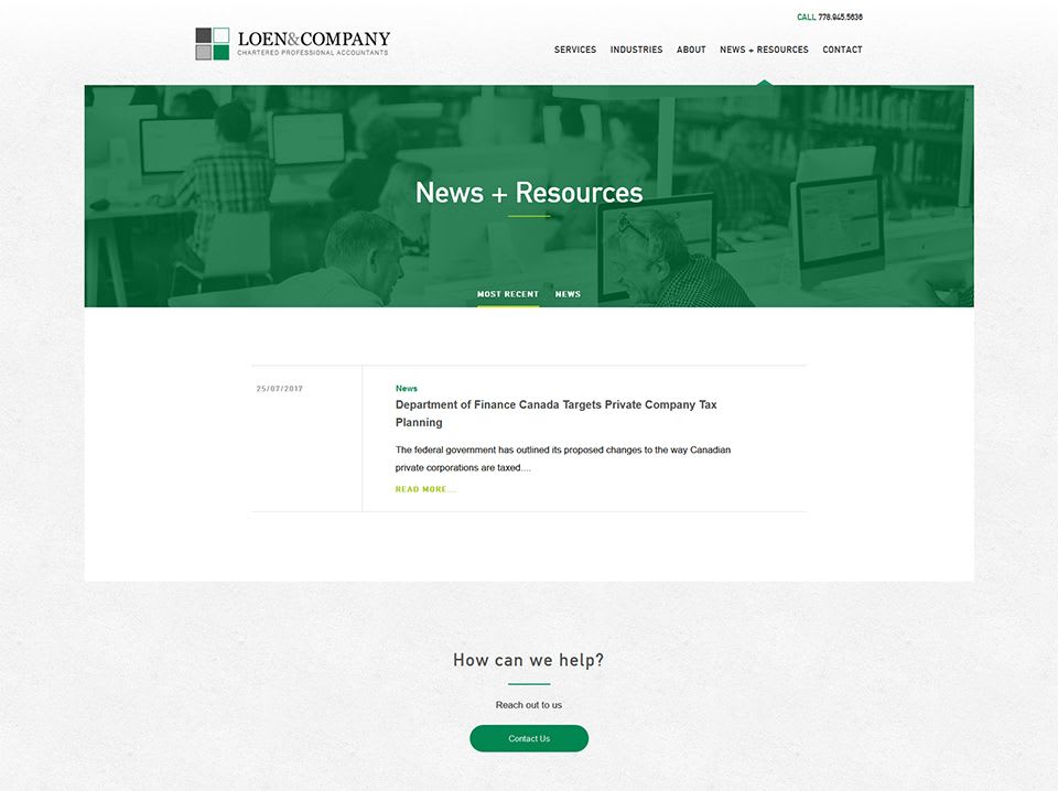 LoenandCompany.com's News Page Screenshot
