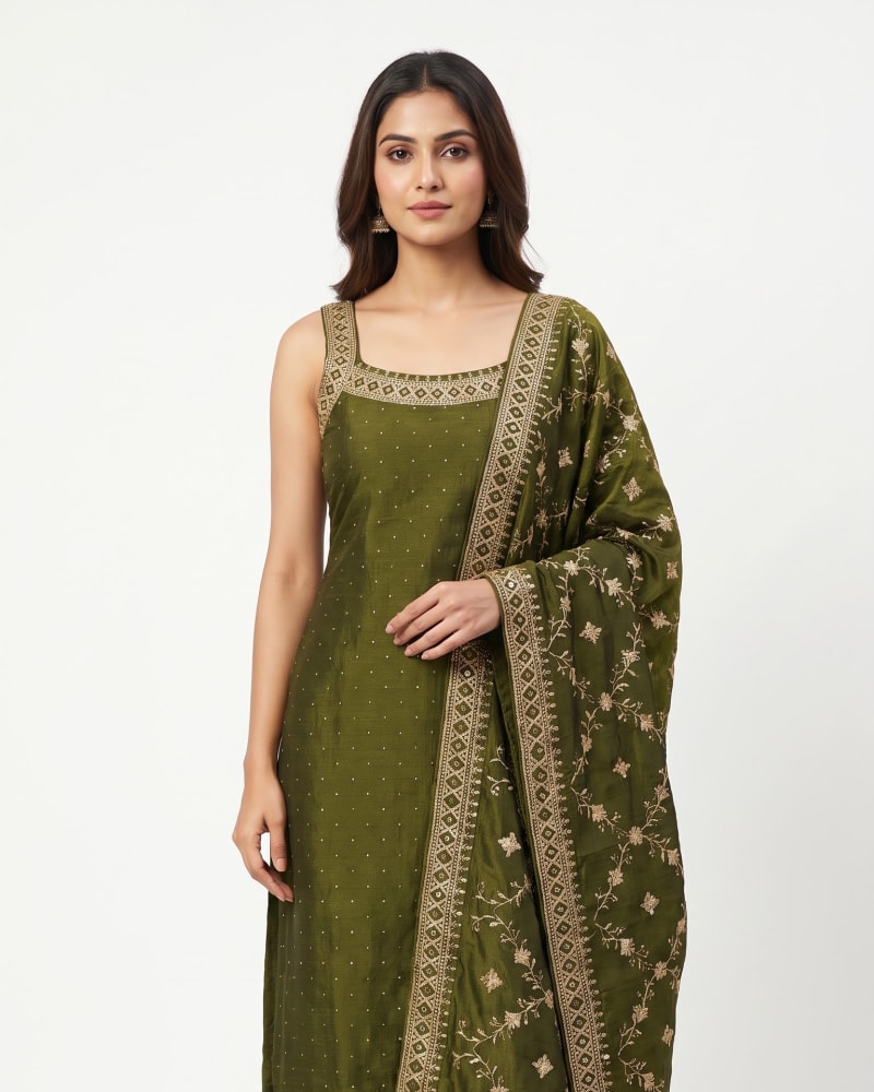 Vichitra Silk fabric Speghetti style salwar suit
