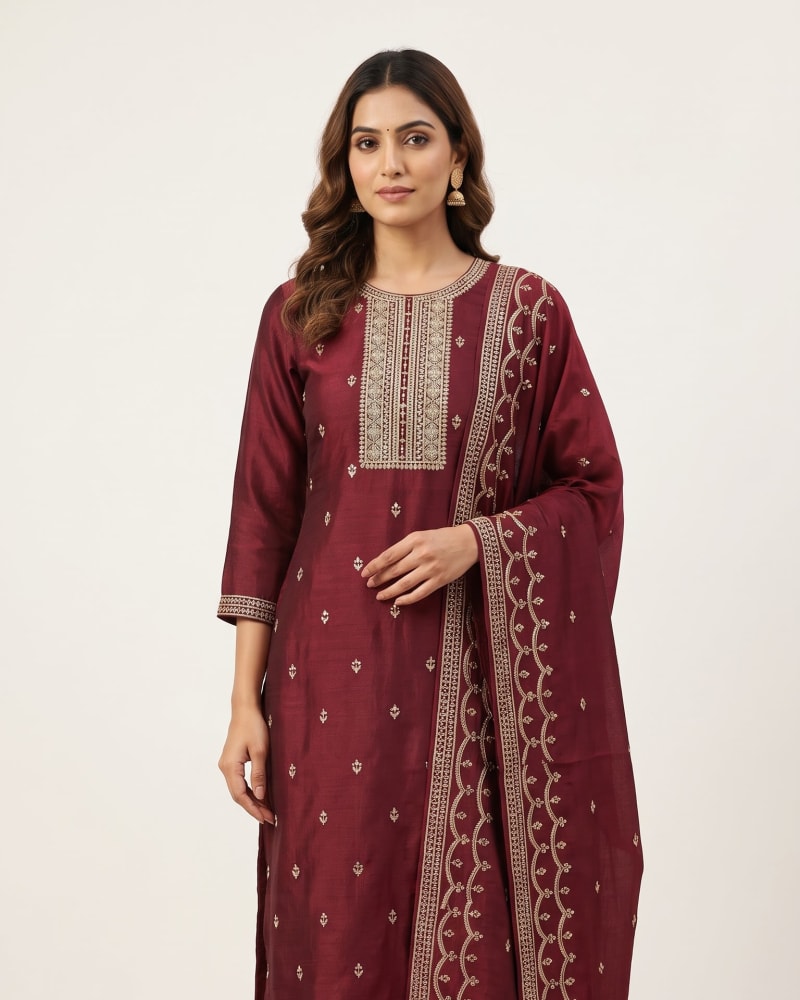 Vichitra silk fabric Suit