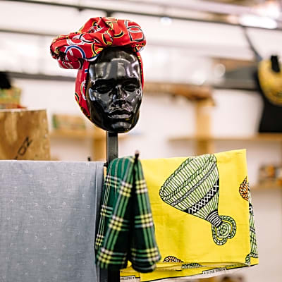 newton market in johannesburg, south africa, fabrics for sale