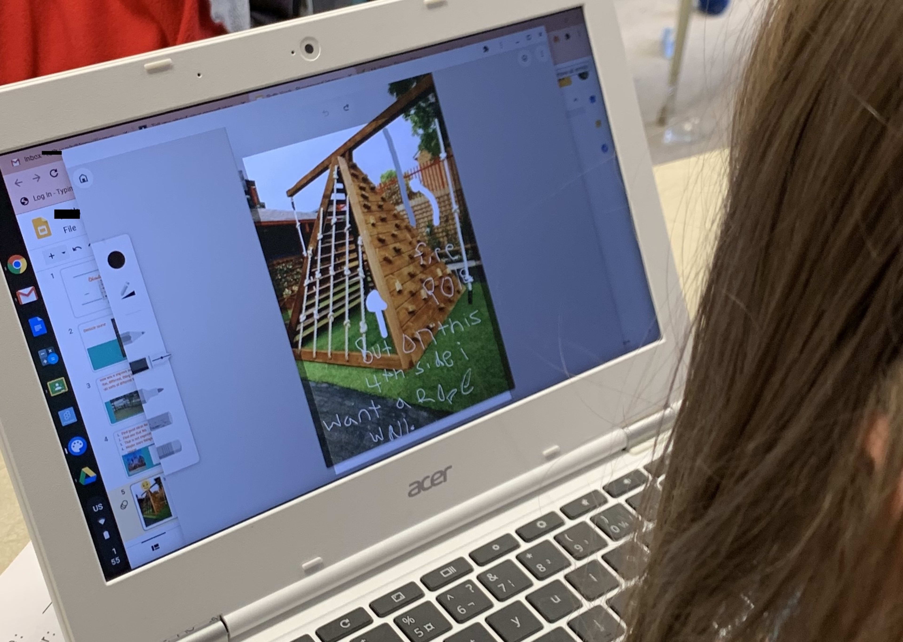 A student uses a Chromebook