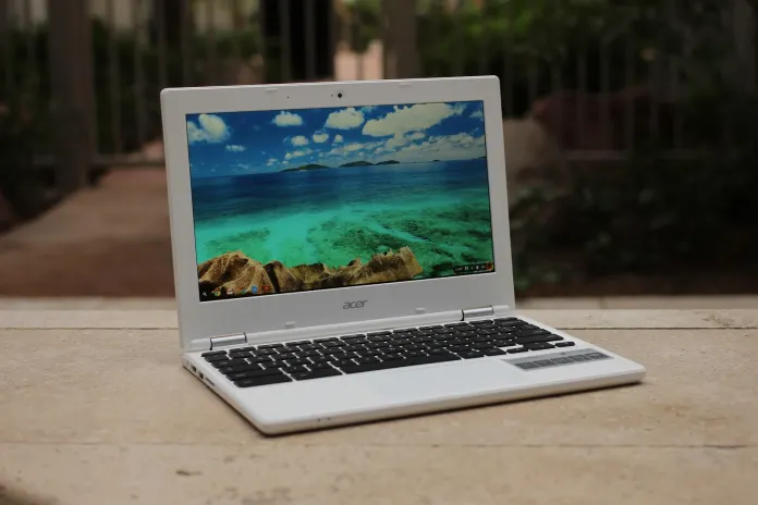 A Chromebook used by the students during class.