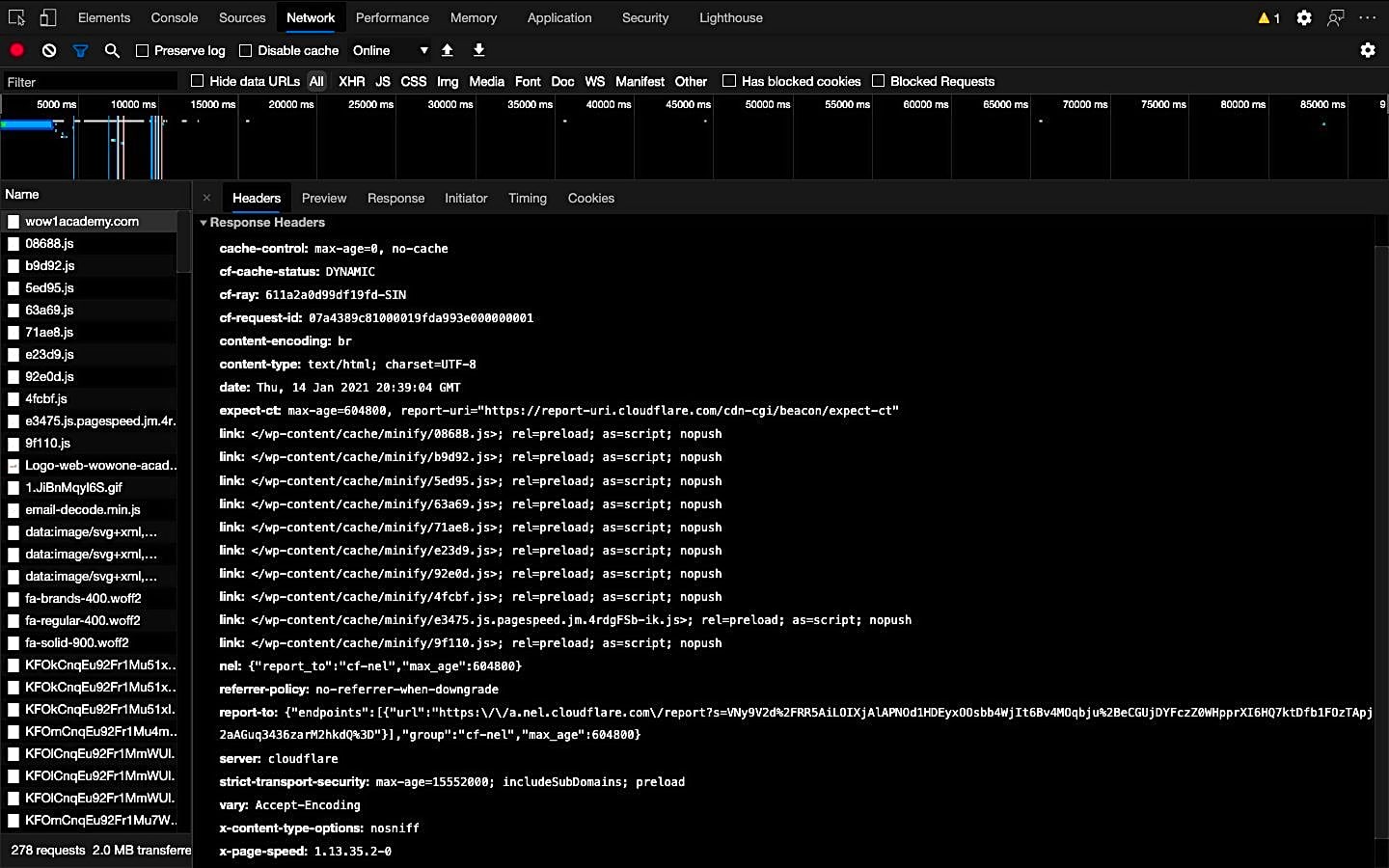 Kiểm tra Module PageSpeed Headers