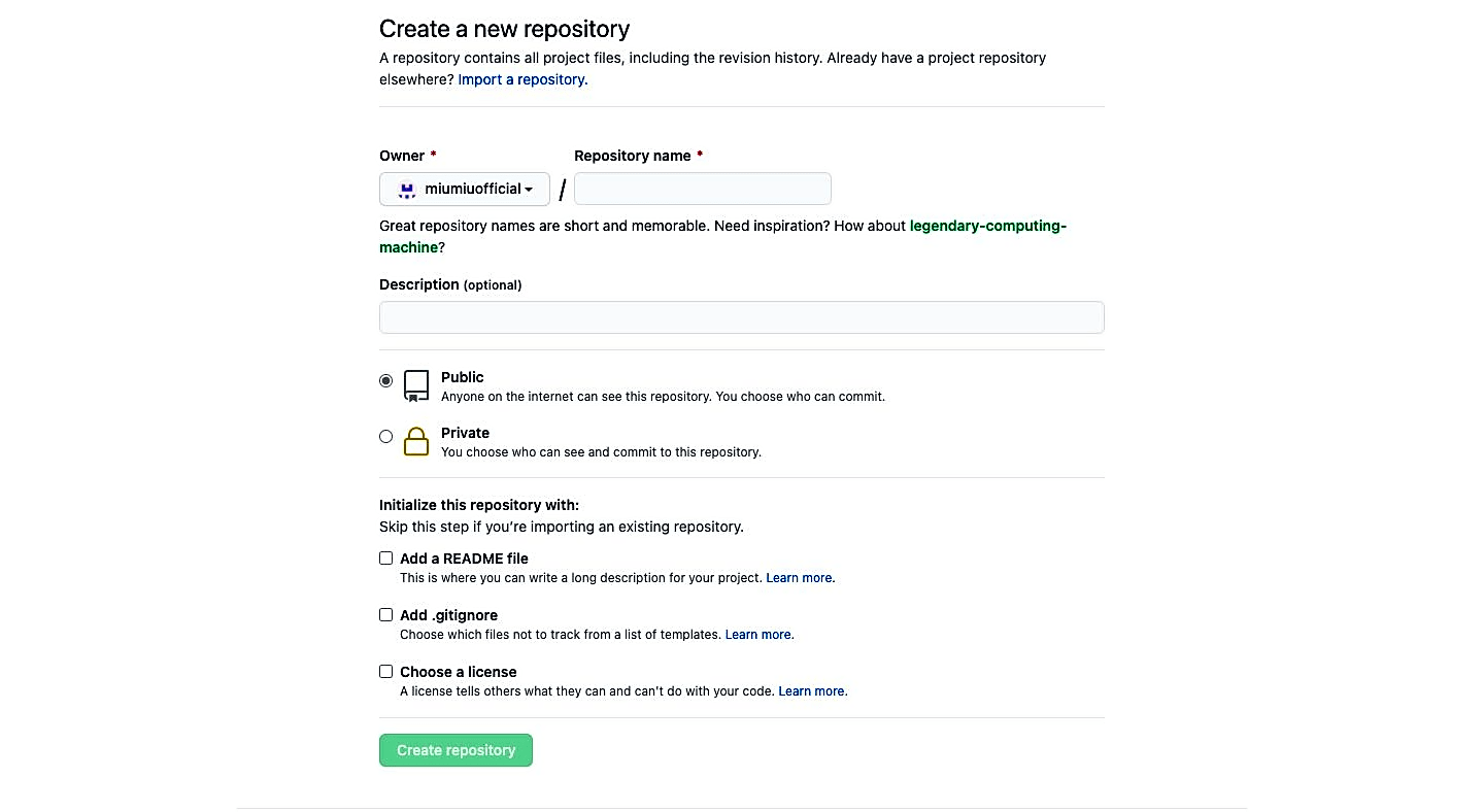 Nhập một tên mới cho repository