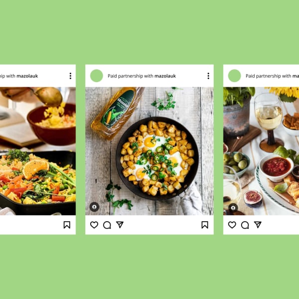 Social influencer posts for Mazola UK's instagram page