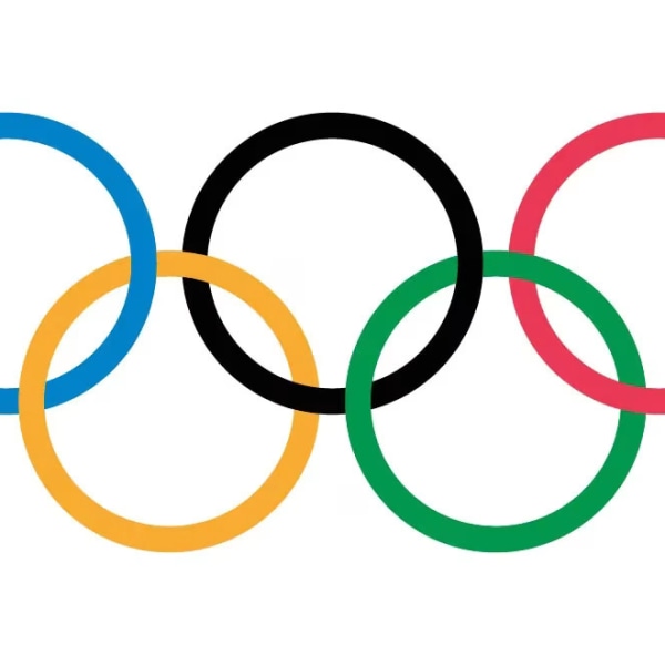 Five interlocking rings in blue, yellow, black, green, and red on a white background.