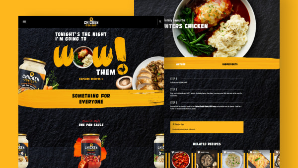 Screenshots showing the new Chicken Tonight website design