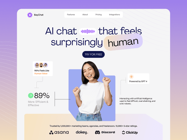 BayChat: AI chat that feels human, highlighting efficiency and ease of use. Try for free.