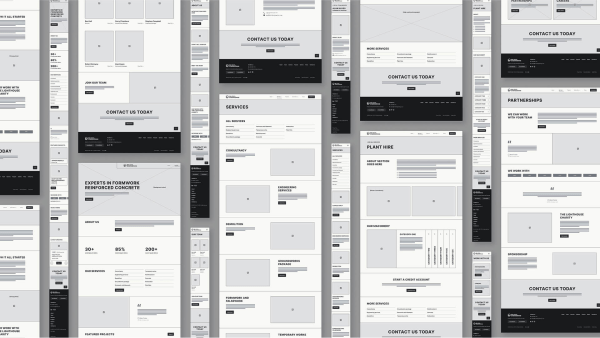 Wireframe website designs