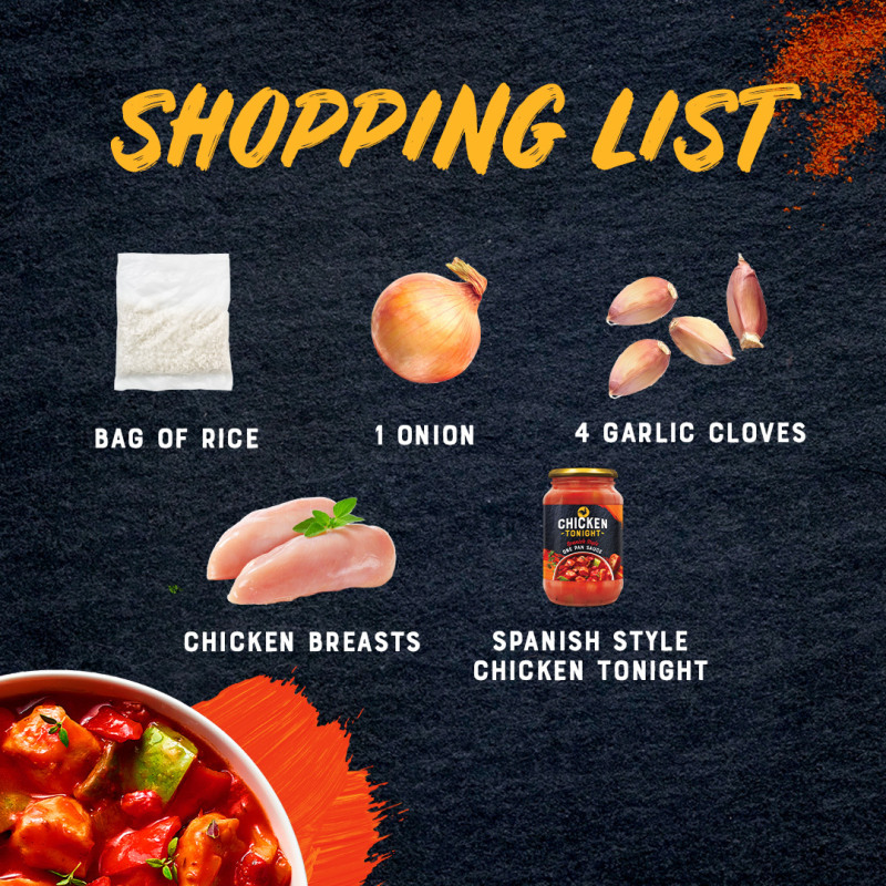 A social media post showing a shopping list of ingredients