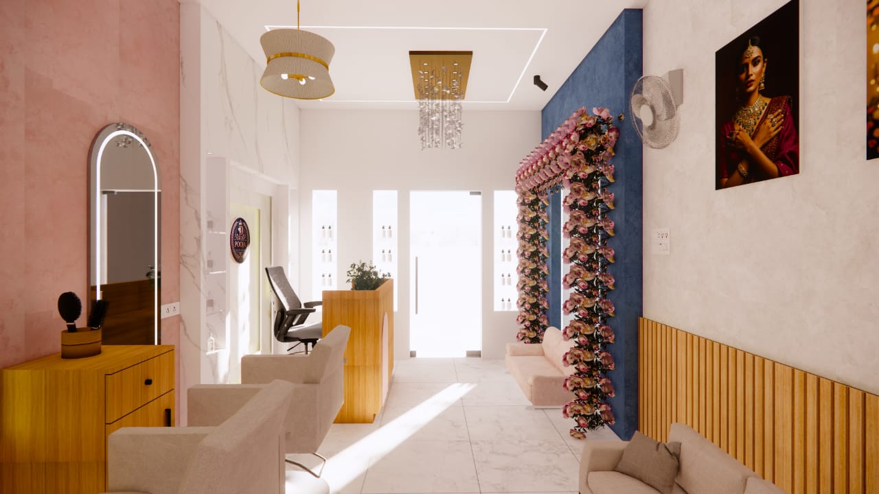 3D render of salon Inside Out interior design