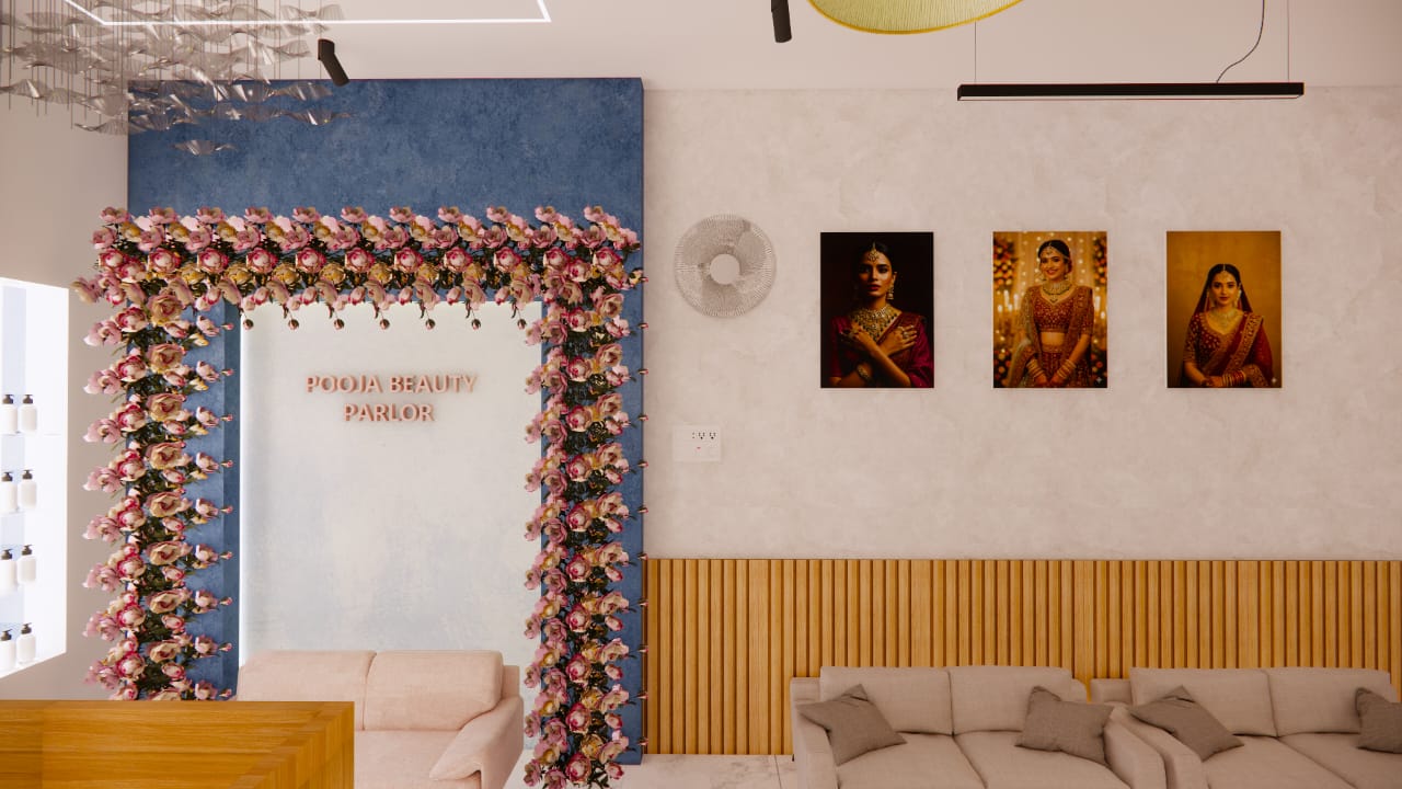 3D render of salon Selfie Point interior design