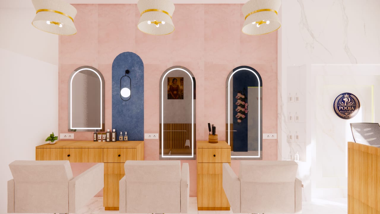 3D render of salon Salon Station interior design