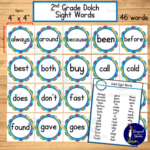 2nd Grade Dolch Sight Words Word Wall by Teach Simple