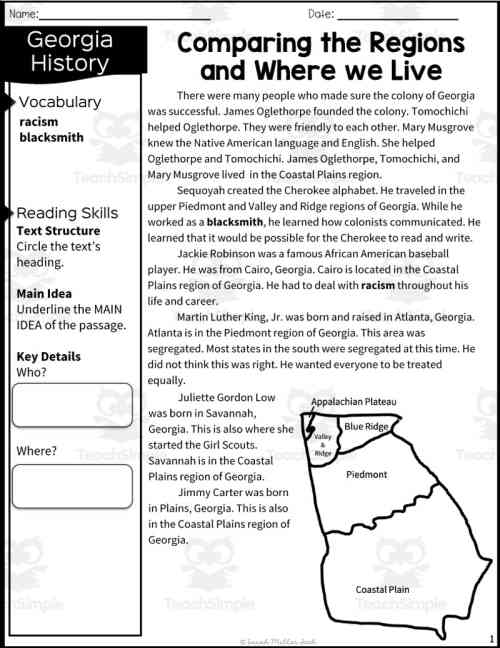 2nd Grade Reading Packet: Georgia's Historical Figures + ...