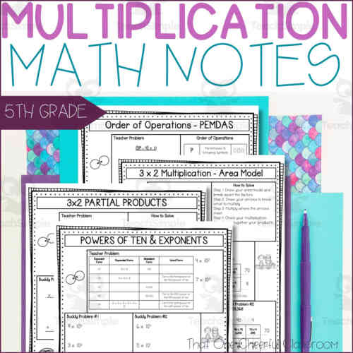 5th Grade Place Value, Multiplication, Exponents Math Notes ...